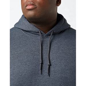 Sweat-shirt à capuche à manches longues en coton français charcoal pour hommes, décontracté, décontracté et solide, épaule tombante, brodé - Product Image 2