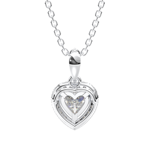 Collier avec pendentif en forme de cœur pour femmes, ensemble de lunette en pierre CZ, Halo en argent Sterling 925, collier jaune traditionnel - Product Image 3