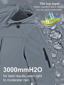 Deportes al aire libre Transpirable Hombres Forro polar Softshell Chaqueta Invierno Abrigo repelente al agua con capucha extraíble Chaqueta para hombre - Product Image 5