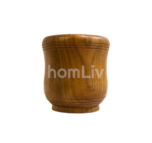 Ensemble mortier et pilon en teck naturel Yurito, fait main, pour broyer l'ail, le gingembre, les épices, utilisation en cuisine, matériau durable - Product Image 6
