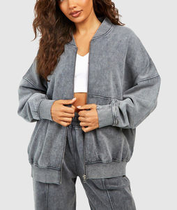 Ensemble de survêtement décontracté pour femme, sur mesure, respirant, imprimé, délavé à l'acide, à capuche, 2 pièces, surdimensionné, fermeture éclair, jogging - Product Image 6