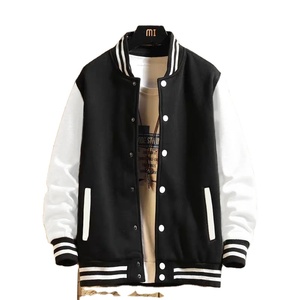 Noir gris blanc couleur unie veste ample surdimensionné S-5XL vêtements hommes femmes Baseball uniforme rue manteau chaud polaire doux vestes - Product Image 1