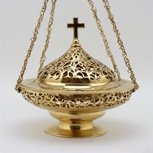 TriniteMist Fumée Divine Encensoir en métal orné Brûleur d'encens d'église traditionnelle avec chaîne en laiton vintage polonais - Product Image 3