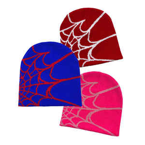 Gorro de Punto Cálido de Alta Calidad al por Mayor con Logotipo Personalizado para Hombre y Mujer, Gorro de Invierno con Diseño de Telaraña, Gorro Jacquard Y2k - Product Image 1
