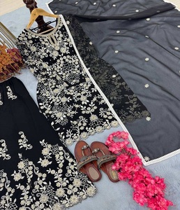 Modern Women Heavy Faux Georgette Kurti Plazzo Dupatta Set with Stylish Traditional Designer Ethnic Touch for Weddings Parties - Product Image 1