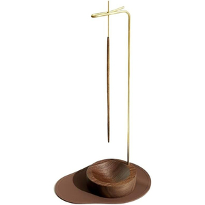 Porte-encens en bois écologique avec récupérateur de cendres, couleur naturelle, forme ronde, Ramadan EID, parfum d'intérieur, porte-bâtonnets d'encens - Product Image 3