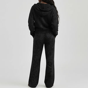 Ensemble de survêtement pour femme en coton 100% respirant, vêtements décontractés d'hiver sur mesure, broderie unie, fermeture éclair, streetwear - Product Image 2