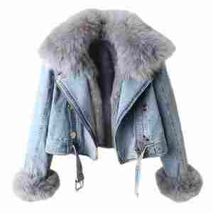 Veste Femme Hooded Denim trendy womens casual outerwear stylé long sleeve jeans coat fashionable hooded denim jacket - Product Image 1