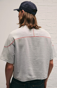 T-shirt coupe boxy à l'envers en éponge à point inversé avec coutures exposées Streetwear 100% coton T-shirts à logo personnalisé lourd de qualité supérieure - Product Image 3