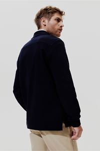 Sweat-shirt à col zippé de coupe régulière T-shirts à manches longues et épaules tombantes en coton et polyester de couleur noire pour homme - Product Image 5