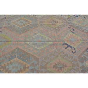 Tapis Kilim Turc Vintage 5.3 X 8.5ft Marron Vert Patchwork Design Laine avec Support en Latex Tissage Plat et Techniques Jacquard - Product Image 5