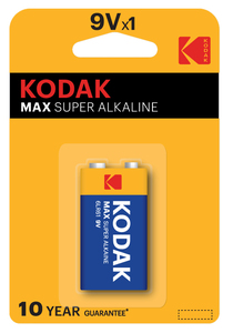 1 batteria Kodak Max Super Alkaline 9V 6LR61 (Blister) - Product Image 1