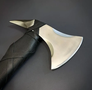 Hacha de doble cabeza de acero al carbono SCL hecha a mano, uso Industrial, corte de madera eficiente con agarre de cuero - Product Image 2