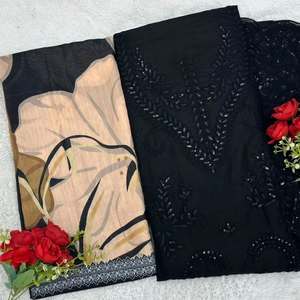 Traje Salwar de Algodón y Rayón Pesado de Diseño Indio-Pakistaní, Último Modelo Exclusivo en Color Granate con Bordado, para Bodas y Fiestas - Product Image 3