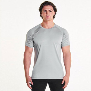 Logo personnalisé solide surdimensionné entraînement musculaire athlétique musculation Gym T-shirt polyester hommes séchage rapide Fitness T-shirt - Product Image 4
