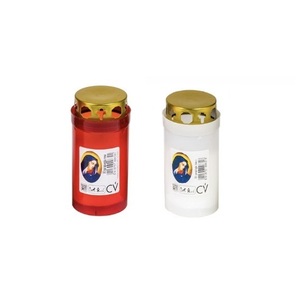 30 velas votivas PR/PB con protector de lluvia. Luces de polipropileno religioso. Iconos DE LA Virgen María. Cartones de 40 piezas. Fabricado en Italia - Product Image 1