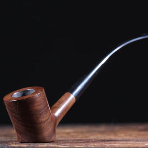 Pipa de Fumar de Madera Moderna, Hecha a Mano, Tipo Curvado, para Cigarros y Tabaco, Acabado de Madera Natural, Reutilizable, para Caballero - Product Image 1