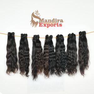 Paquetes de cabello virgen indio negro ondulado natural Cabello humano crudo que no teje extensiones procesadas químicas - Product Image 3