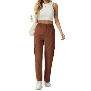 กางเกงคาร์โก้ผู้หญิงขาตรงกลางเอวหลวมกางเกงลำลองใส่ได้ทุกวัน - Product Image 4