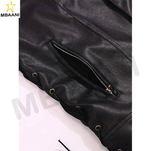 Gilet en simili cuir pour homme, ajustable avec lacets sur les côtés, veste sans manches pour motard, veste sans manches - Product Image 4