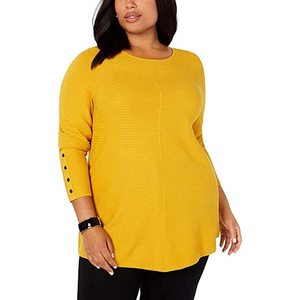 Maglione da Donna Alfani a Maniche Lunghe Giallo Stile Coreano Traspirante con Logo Frontale Casual Taglia X-Large per Autunno/Inverno - Product Image 1
