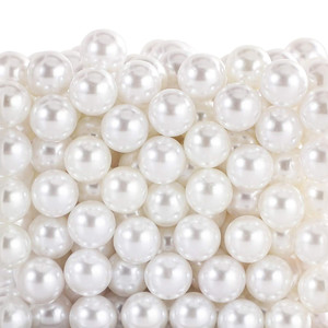 BEPR32WT - <b>Medium</b> White Undrilled Plastic Faux Pearls - 1/2, 14mm - Product Image 2