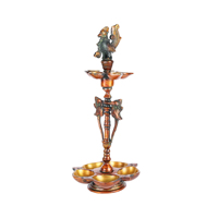 Shubham Fabriqué À La Main En Laiton Paon Lampe À Huile Vintage Indien En Laiton Deepak Traditionnel Diya avec Paon Conception Pour Temple Decore