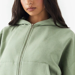 Sweat à capuche pour femmes avec fermeture éclair et poches latérales pour les commandes en gros, prix avantageux, manches longues, service OEM, design décontracté - Product Image 2