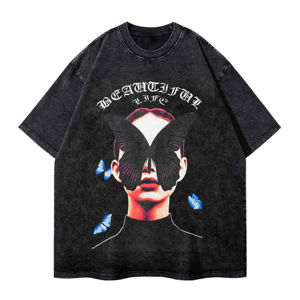 T-shirts surdimensionnés pour hommes en gros avec logo personnalisé, 250 GSM, poids lourd, 100% coton, impression par transfert thermique direct - Product Image 1