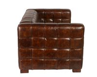Canapé Chesterfield moderne une place en cuir véritable marron, 100% bois, capitonné, avec fonctions de massage, design de luxe pour appartement