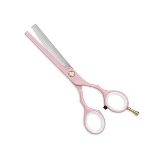 Ensemble de ciseaux de coupe de cheveux professionnels Kit de cisailles amincissantes roses avec outil de coiffure repose-doigt réglable en or - Product Image 5