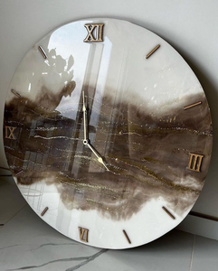 Reloj de resina Arte de resina Reloj Decoración de pared Reloj blanco y gris Arte epoxi Abstracto - Product Image 4