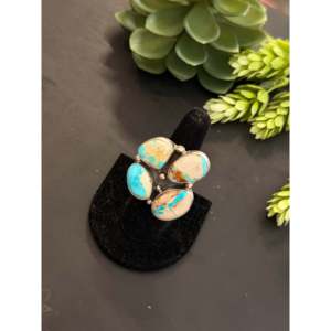 Anillo de Plata de Ley con Turquesa Royston y Diseño Floral de Kobe Martinez, Talla 6.75 - Product Image 4