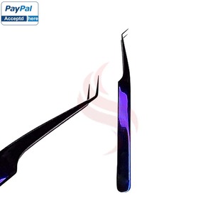 Pince à épiler professionnelle personnalisable en acier inoxydable violet Sevetlana, à fibres lisses, biseautée, avec logo, pointue et droite, pour la vente en gros - Product Image 4