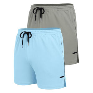 Pantalones cortos deportivos de verano para hombre, shorts para gimnasio, culturismo, trotar, playa, Fitness, informales, sueltos, malla antiarrugas, patrón sólido - Product Image 1