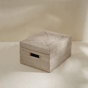 Custom logo <b>Lid</b> Bin Basket White Color Rattan Gift <b>Boxes</b> Decoration Home Furniture <b>Storage</b> Large Size Factory Price - Product Image 4
