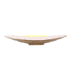 Bandeja de Metal curvada decorativa moderna con mesa de acabado dorado, centro de mesa, frutero, plato de aperitivos, acento de comida para la decoración del hogar - Product Image 5