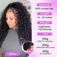 Extensions de cheveux humains à double trame, ondulations profondes - Cheveux vierges alignés sur les cuticules, effet plume, crochet invisible