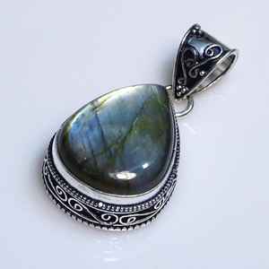 Pendentif Vintage en Argent Sterling 925 Fait à la Main Design Élégant Unique Labradorite Pierre Précieuse Or pour Fiançailles Labrotite Élégant - Product Image 3