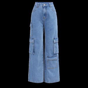 Pantalones vaqueros de talla grande para mujer al por mayor pantalones vaqueros acampanados de pierna recta de cintura alta Y2K para mujer - Product Image 5