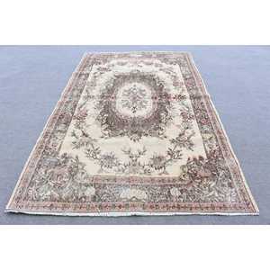 Turkish Large Rug 5.6x9.3 ft, Vintage <b>Brown</b> Polka dot <b>Wool</b> Rug - Product Image 1