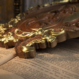 Placa <span class=keywords><strong>de</strong></span> Pared Tallada a Mano <span class=keywords><strong>de</strong></span> la Virgen María y el Niño con Borde Dorado <span class=keywords><strong>Barroco</strong></span> |   Decoración Religiosa <span class=keywords><strong>de</strong></span> Madera - Product Image 4