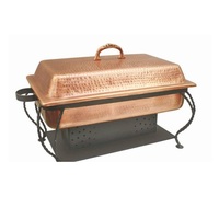 Réchaud en cuivre au design élégant avec grande capacité et couvercle pour les traiteurs professionnels et les chauffe-plats à buffet d'hôtel