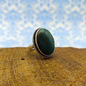 แหวนเงิน925พลอย azorite สำหรับผู้หญิงทำด้วยมือเงินฮิปปี้แหวนพลอย925ธรรมชาติ Azorite วินเทจ - Product Image 4