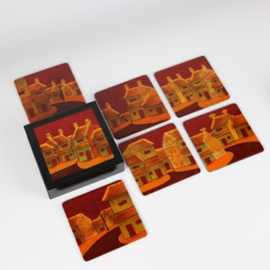 Sous-verres à boissons carrés en laque écologique, haute qualité, vente en gros, bon prix, boîte avec couvercle du Vietnam - Product Image 2