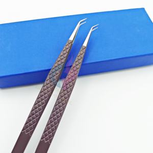 Pince à épiler durable en acier inoxydable de couleur brune de marque privée pince à épiler à 45 degrés à longue isolation SS pour boîte d'emballage d'isolement - Product Image 2