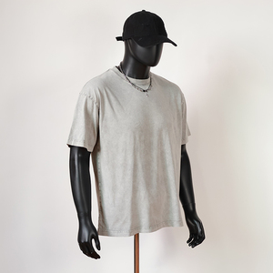 T-shirt vintage en coton 280 GSM à épaules tombantes, coupe ample et oversize, effet délavé, vierge, grande taille pour hommes - Product Image 3