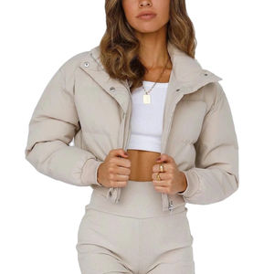 Best Quality Custom Cropped Puffer Jacket Fashion Shiny Winter Coat for Women Wholesale Casual Streetwear Crop Puffer Jacket - Product Image 3