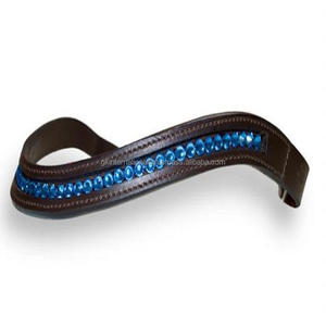 Hot Selling Saddlery Horse Accessories Empty Channel Leather Horse Brow Band Designed With Personalized 1 Row Mega Bling Crystal - Product Image 1