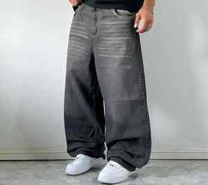 Jeans de Mezclilla de Algodón Lavado Estilo Hip Hop Personalizados de Alta Calidad para Hombre, Corte Recto, Precio Bajo al por Mayor - Product Image 4